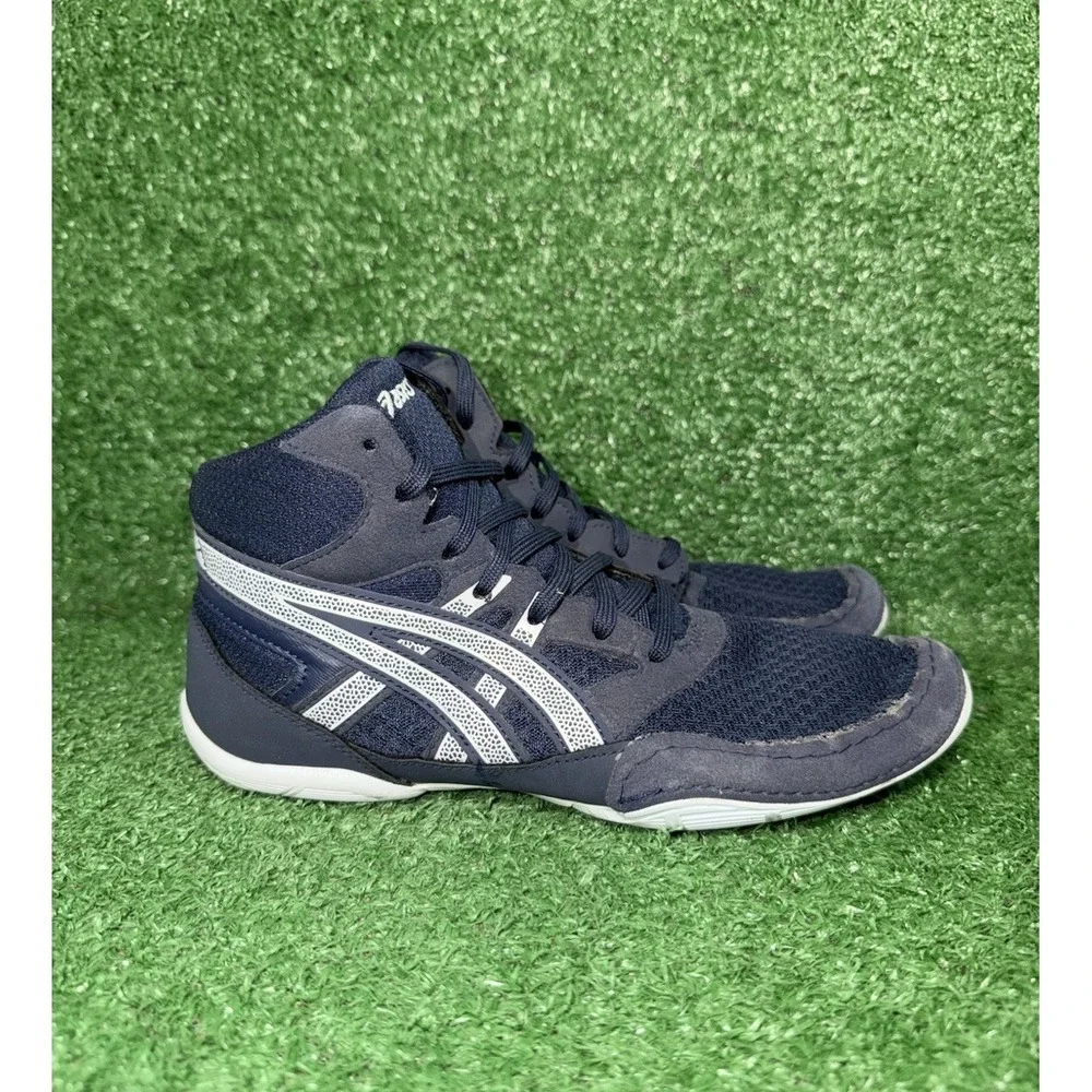 ASICS Mens Snap Down Wrestling Shoes 1084A014 Blue White Lace Up Sneakers Size 6